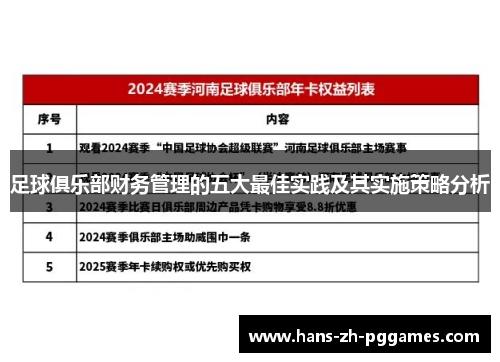 足球俱乐部财务管理的五大最佳实践及其实施策略分析 足球俱乐部财务管理的五大最佳实践及其实施策略分析