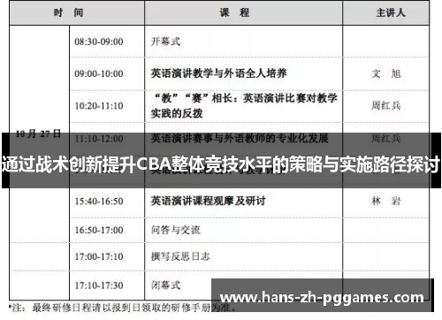 通过战术创新提升CBA整体竞技水平的策略与实施路径探讨